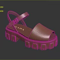 Prada Brown Open Toe Sandals With Adjustable Strap And Chunky Platform Sole 3d model