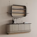 Modern Sleek Sideboard Interior With Wall Mounted Shelf Glassware And Coffee Machine 3d model