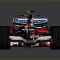 Red and Black Formula One Race Car with Aerodynamic Design and Sponsor Logos