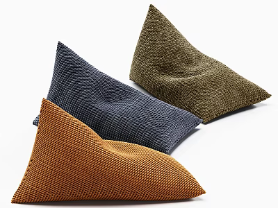 Three Colorful Bean Bag Chairs With Textured Fabric And Modern Design 3d model