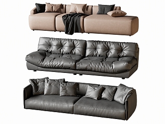 Modern double sofa multiplayer sofa corner sofa 3d model