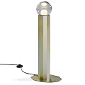 Modern Floor Lamps With Cylindrical Metallic Bodies And Spherical Glowing Shades