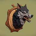 Fierce Wolf Head Wall Decor with Wooden Frame for Home Decoration