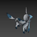 Stylish Blue White Game Character With Large Ears And Tail Design