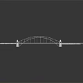 White Steel Arch Bridge Structure With Tower Supports And Reflective Surface 3d model