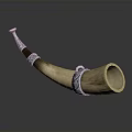 Natural Horn Decorative Container With Silver Metal Band And Smooth Surface