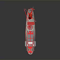 Red Work Vessel With Crane And Upper Deck Structure On Gray Background 3d model