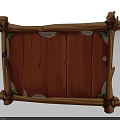 Rustic Wooden Hinged Door with Natural Wood Panel and Vine Decorative Frame