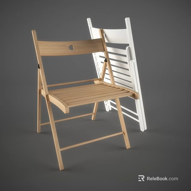 Lightweight Folding Wooden Leisure Chair With Slatted Seat And Backrest Design 3d model 