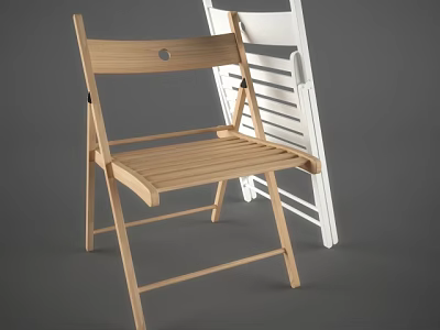 Lightweight Folding Wooden Leisure Chair With Slatted Seat And Backrest Design 3d model