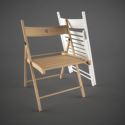 Lightweight Folding Wooden Leisure Chair With Slatted Seat And Backrest Design 3d model