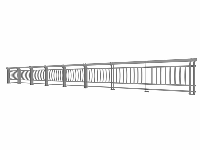 Sturdy Modern Outdoor Metal Railing With Vertical Bars Continuous Structure 3d model