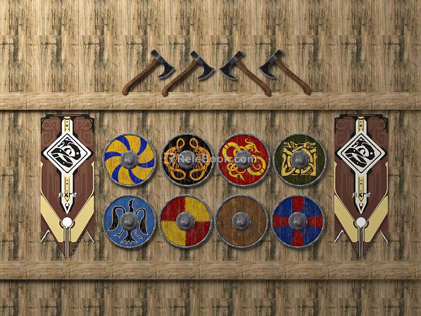 Modern Shield Viking Element 3d model