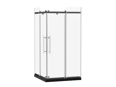 Modern Shower Sauna Enclosure With Transparent Glass Double Doors Metal Frame And Black Base 3d model