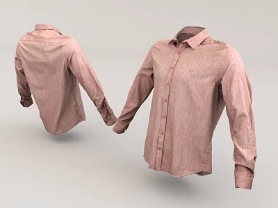 Pink Striped Long Sleeve Shirt With Front And Back Views 3d model