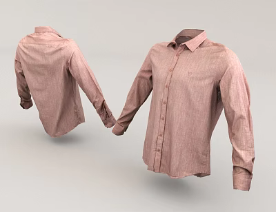 Pink Striped Long Sleeve Shirt With Front And Back Views 3d model