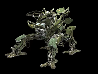 Green Multi Legged Industrial Equipment With Complex Mechanical Structure And Arms 3d model