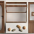 Wooden Store Door With Glass Panel Open Display Case And Fresh Bread