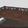 Elegant Chinese Style Wooden Multi Tiered Carved Shelf With Decorative Patterns