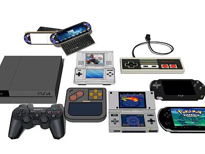 Diverse Entertainment Electronics Collection With Retro Modern Gaming Consoles Controllers And Handheld Devices 3d model