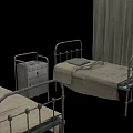 Medical Equipment for Hospital Ward with Beds IV Stands and Privacy Curtains