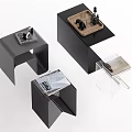 Modern Side Tables With Geometric Design Black Frame And Wooden Top Details