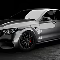 Silver Mercedes Luxury Sports Sedan With Black Alloy Wheels And Red Brake Calipers