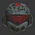 Light Blue Helmet With Red Accents And Futuristic Design Elements
