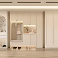 Modern White Shoe Cabinet With Bench Hanging Hooks Decorative Plants Open Closed Storage And Lighting