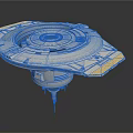 Space Station Component Featuring Circular Platform Extended Modules And Base Support