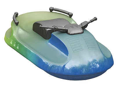 Colorful Water Motorcycle Featuring Blue Green Gradient Design And Ergonomic Seats 3d model