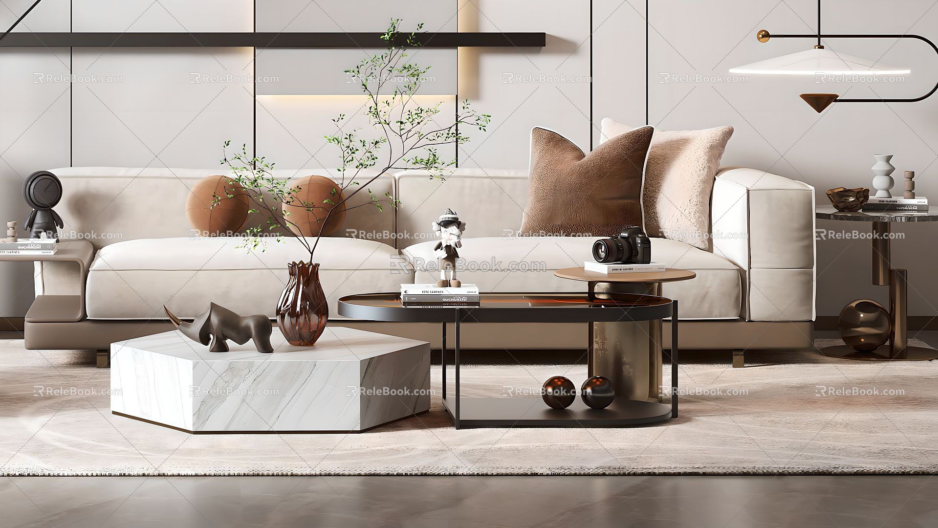 Sofa coffee table combination 3d model