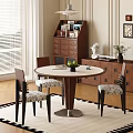 Middle-style round dining table and chair 3d model