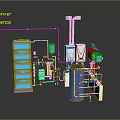 Industrial Equipment System With Blue Water Storage Tanks Pipes White Control Box And Valves