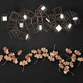 Modern Geometric Frame And Golden Leaf Wall Decor With Illuminated Accents 3d model