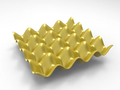 Golden Wavy Geometric Decorative Tray With Textured Surface And Modern Design 3d model