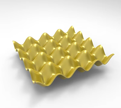 Golden Wavy Geometric Decorative Tray With Textured Surface And Modern Design 3d model