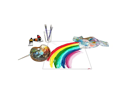 Modern art supplies drawing board 3d model