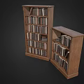 Two Wooden Bookcase Furniture With Tall And Short Designs Filled With Books