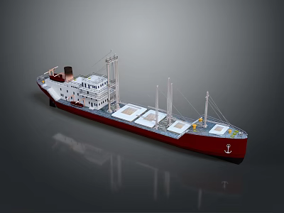 Red Hull Yacht Model With Multi Decks And Masts 3d model