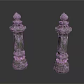 Ancient Architectural Stone Pillars Featuring Intricate Carvings Decorative Tops And Ornate Bases
