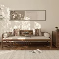 Traditional Chinese Luohan Bed With Cushions Tea Table And Natural Light Setting