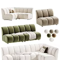 Modern Sectional Sofa With Green Beige And Light Brown Upholstery Decorative Pillows