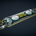 Sleek Modern Household Daily Use Product Long Strip Shape With Circular Platforms Yellow Accent Lines