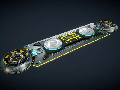Sleek Modern Household Daily Use Product Long Strip Shape With Circular Platforms Yellow Accent Lines 3d model