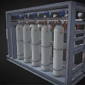 Industrial Style Furniture Cabinet With White Cylindrical Components And Control Panel