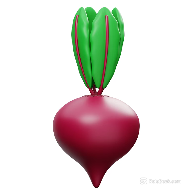 Healthy Fresh Red Beetroot Vegetable With Green Leaves And Smooth Texture 3d model 