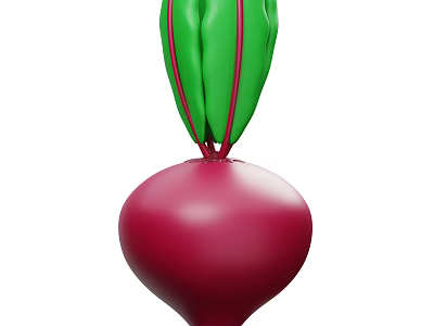 Healthy Fresh Red Beetroot Vegetable With Green Leaves And Smooth Texture 3d model