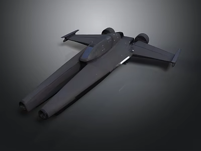 Black Futuristic Aircraft Model With Aerodynamic Design And Twin Engine Features 3d model