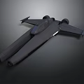 Black Futuristic Aircraft Model With Aerodynamic Design And Twin Engine Features
